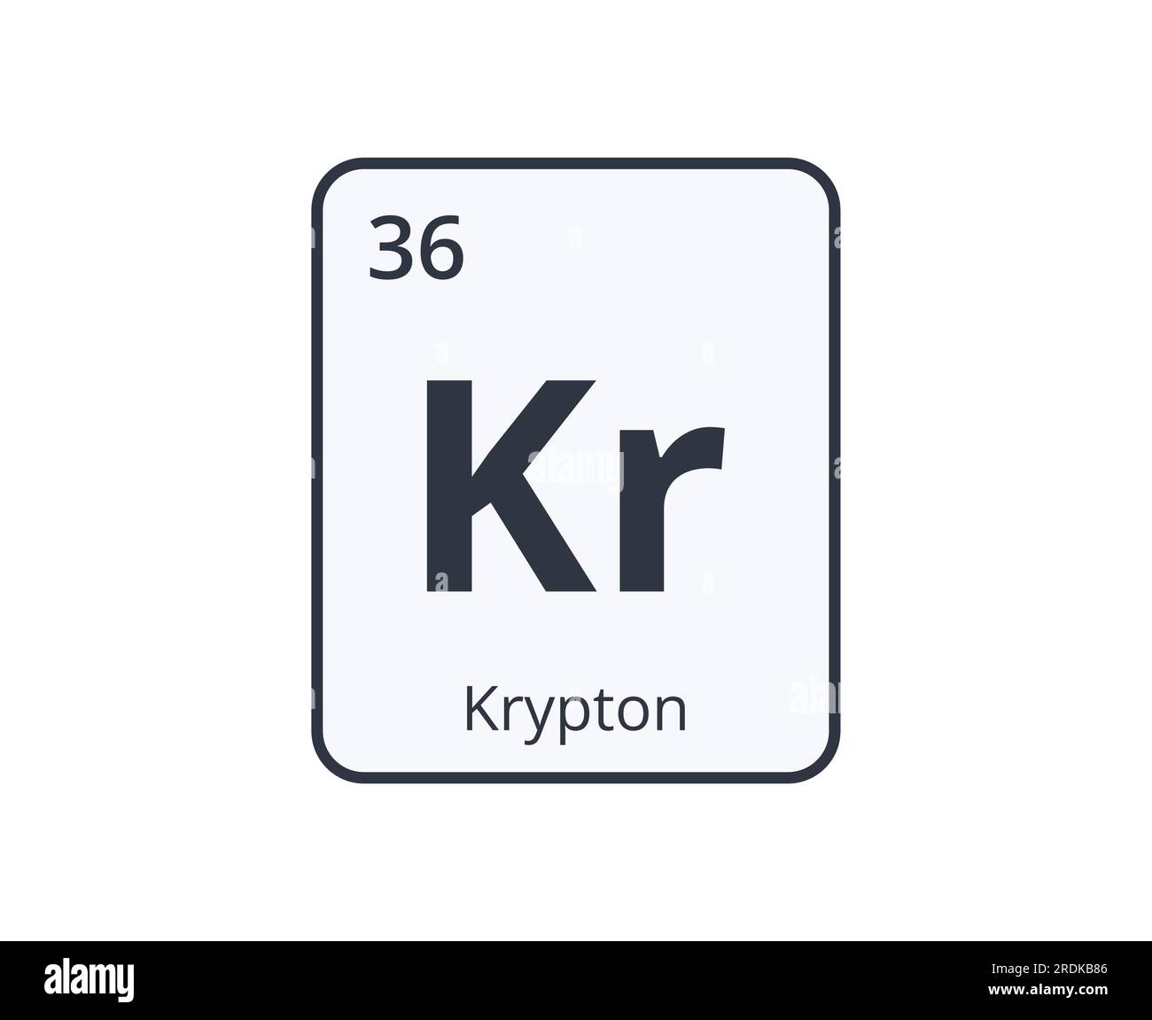 Krypton-Element-Symbol. Grafik für wissenschaftliche Designs. Stock Vektor