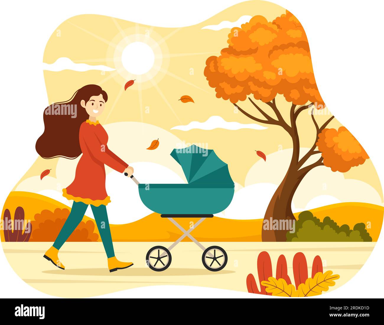 Herbstaktivitätsvektor-Illustration mit Aktivitäten wie „ein Mensch“ fährt Fahrrad, liest Buch, entspannt oder joggt in den Herbstvorlagen für den Stadtpark Stock Vektor