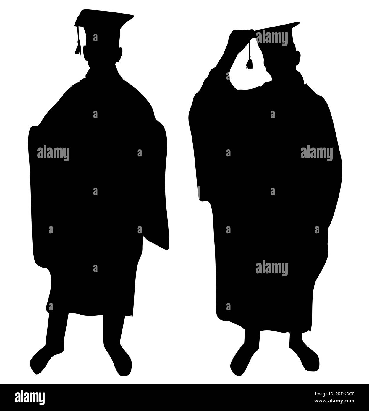 Vector Silhouettes of Two People Abschlussfeier. Isolierte Abbildung auf weißem Hintergrund. Stock Vektor