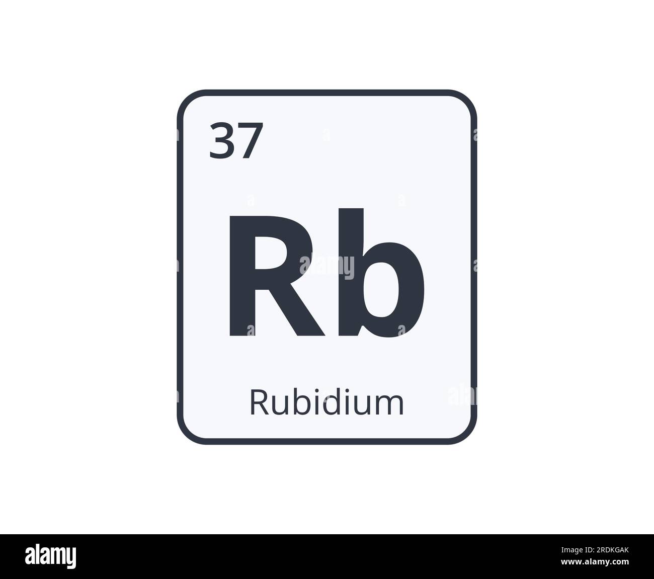 Rubidium-Element-Symbol. Grafik für wissenschaftliche Designs. Stock Vektor