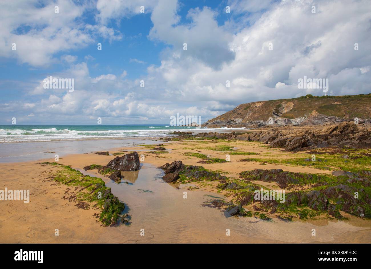 Low Tide Dollar Cove Gunwalloe Stockfoto