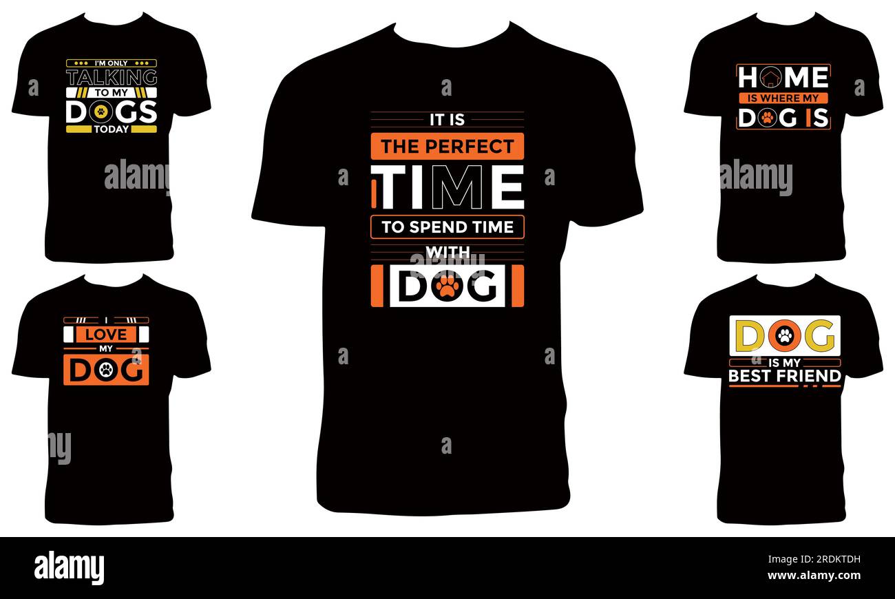 „Dog Typography“-T-Shirt-Kollektion Stock Vektor