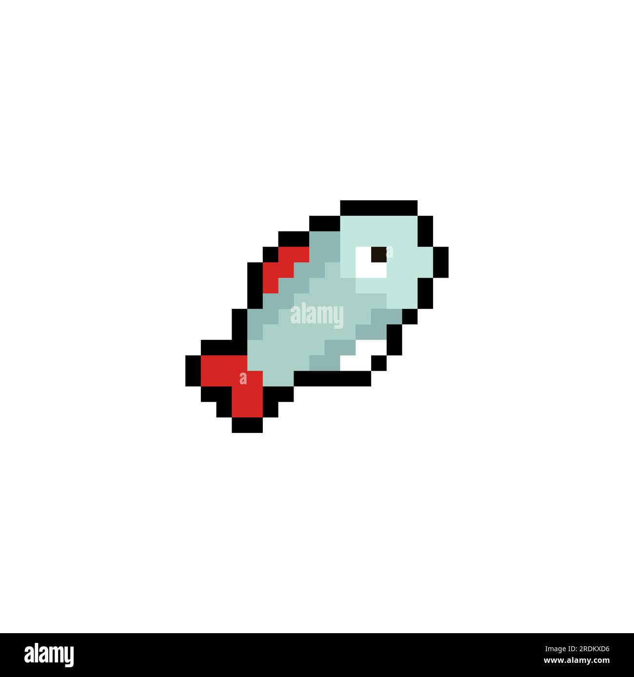 Fish Pixel Art-Symbol isoliert. 8-Bit-Essensschild. Verpixeltes Symbol für mobile Anwendung Stock Vektor