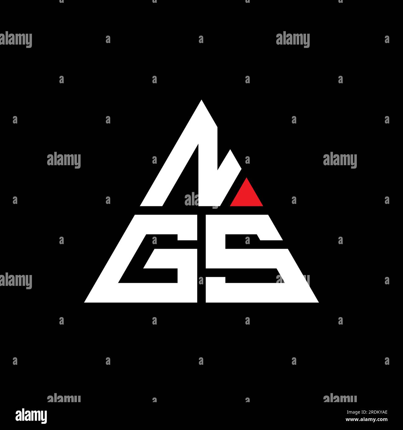 NGS-Logo mit Dreiecksbuchstaben und Dreiecksform. NGS-Dreieck-Logo-Monogramm. NGS-dreieckige Vektor-Logo-Vorlage mit roter Farbe. NGS Triangul Stock Vektor
