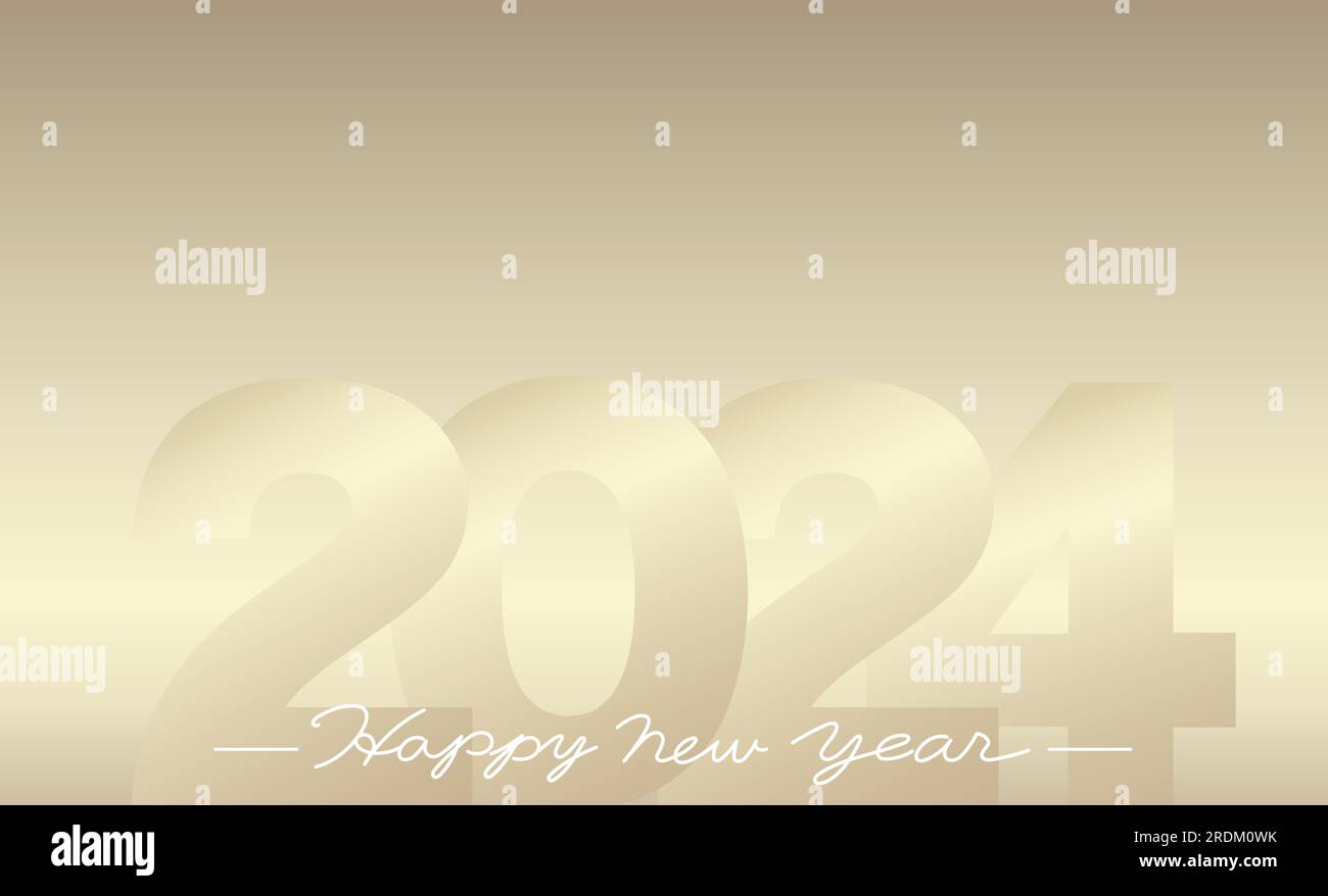 Die Vector Champagne Gold-Hintergrundillustration Des Jahres 2024 Mit Neujahrsgrüßen Und Textbereich. Stock Vektor