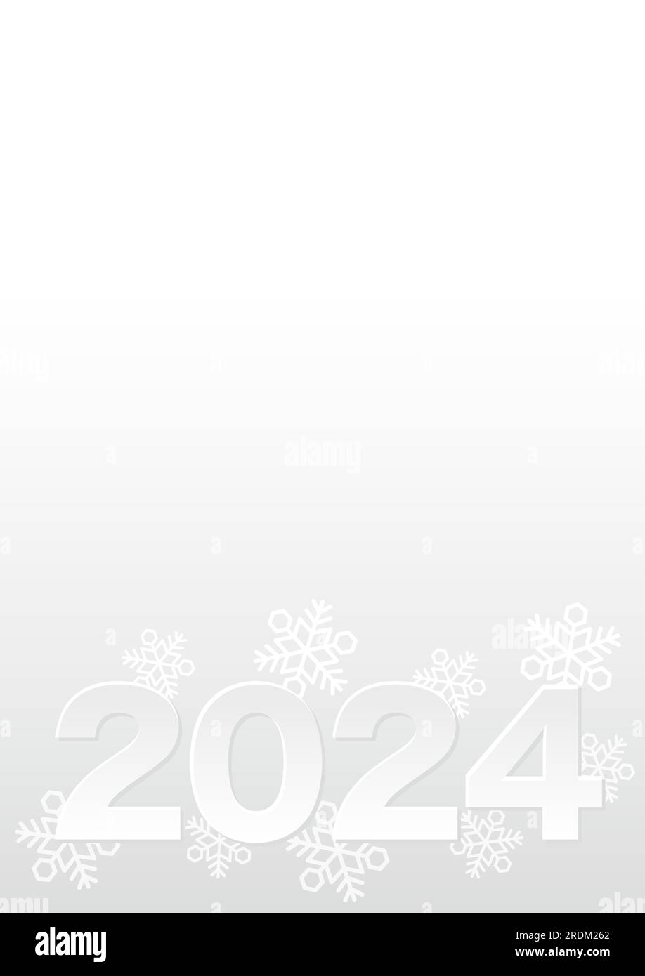 Die Schwarzweiß-Grußkartenvorlage Für Das Jahr 2024 Mit Schneeflocken Und Textbereich Auf Abstraktem Hintergrund. Stock Vektor