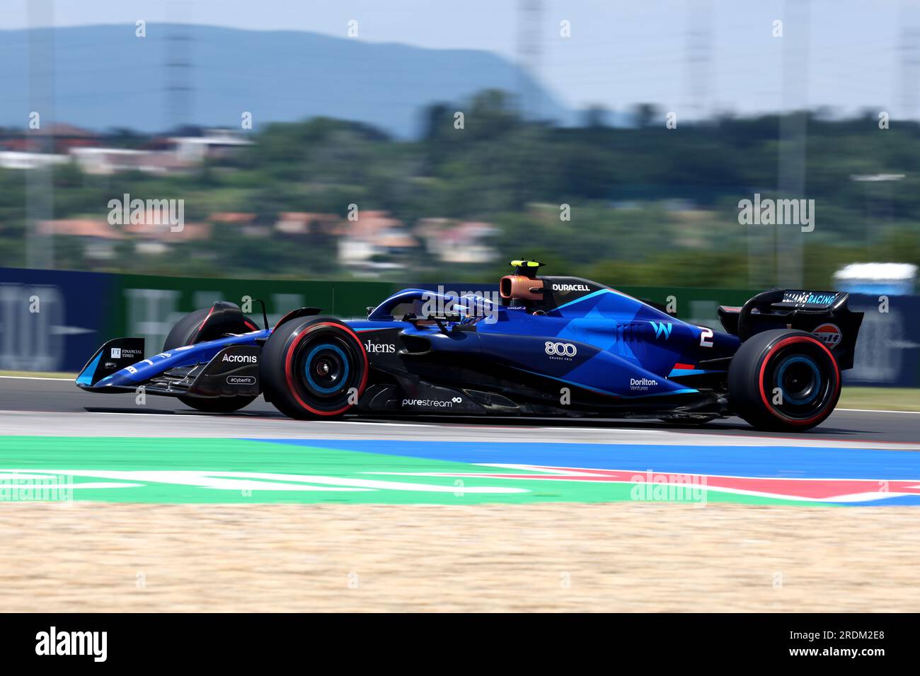 Mogyorod, Ungarn. 22. Juli 2023. Logan SarSergeant von Williams Racing auf der Rennstrecke während des letzten Trainings für den Großen Preis von Ungarn F1 in Hungaroring am 22. Juli 2023 Mogyorod, Ungarn. Kredit: Marco Canoniero/Alamy Live News Stockfoto
