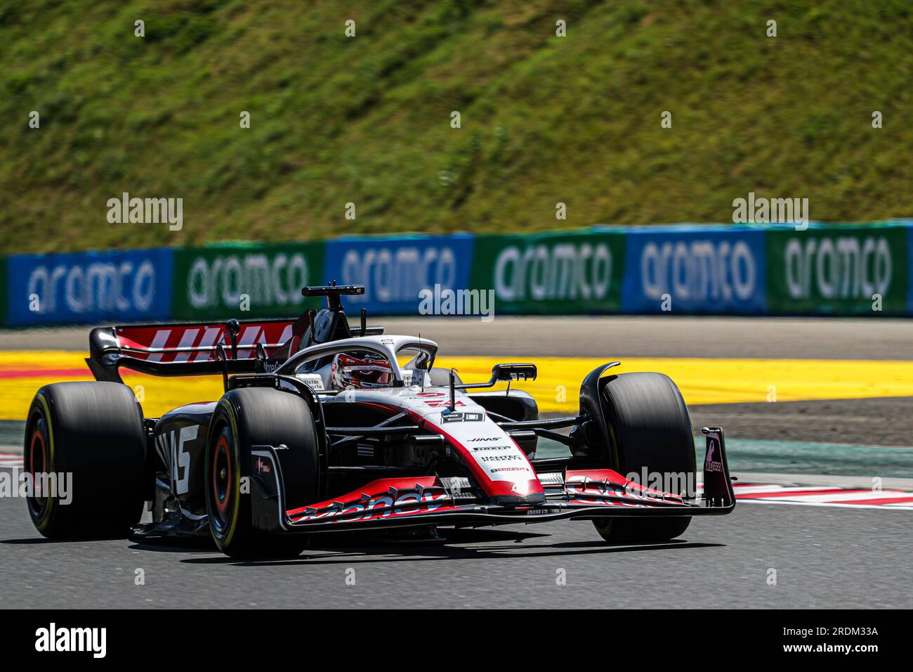 Budapest, Rieti, Ungarn. 21. Juli 2023. Kevin Magnussen (SVE) Haas VF-23.während der freien Übung 3, Samstag, 22. Juli FORMEL 1 QATAR AIRWAYS UNGARISCHER GRAND PRIX 2023 - Jul21 bis Jul23 2023 Hungaroring, Budapest, Ungarn (Kreditbild: © Alessio De Marco/ZUMA Press Wire) NUR REDAKTIONELLE VERWENDUNG! Nicht für den kommerziellen GEBRAUCH! Stockfoto