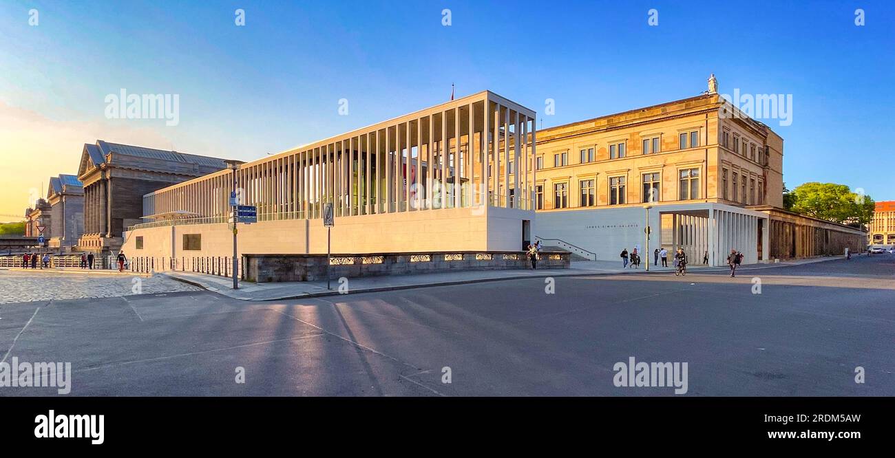 Neues Museum und Pergamonmuseum mit James-Simon-Galerie von David Chipperfield auf der Museumsinsel in Berlin Stockfoto