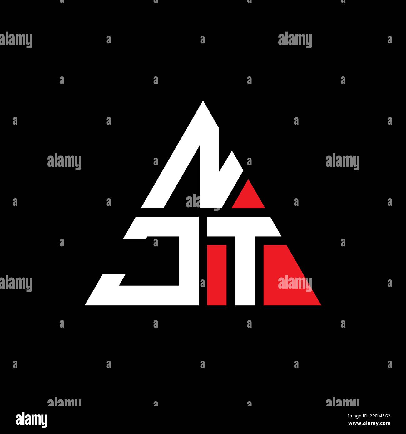 NJT-Logo mit dreieckigem Buchstaben und Dreiecksform. Monogramm mit NJT-Dreieck-Logo. Vorlage für NJT-Dreieck-Vektor-Logo in roter Farbe. NJT Triangul Stock Vektor