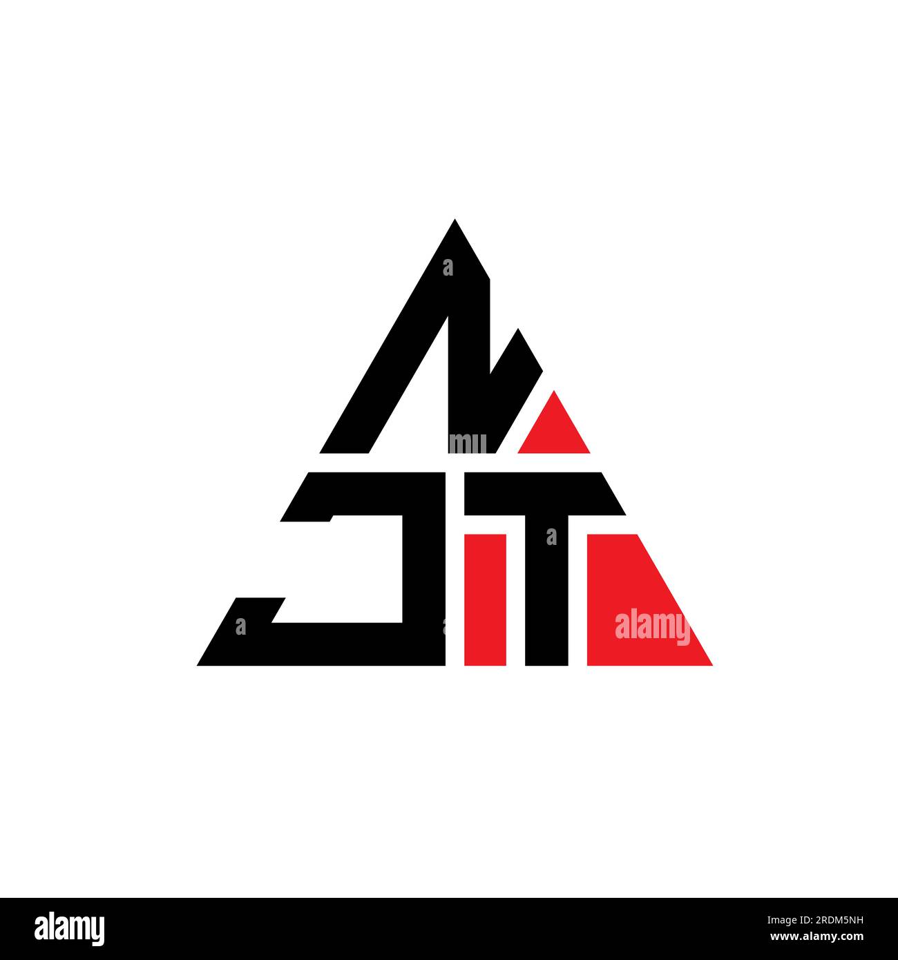 NJT-Logo mit dreieckigem Buchstaben und Dreiecksform. Monogramm mit NJT-Dreieck-Logo. Vorlage für NJT-Dreieck-Vektor-Logo in roter Farbe. NJT Triangul Stock Vektor