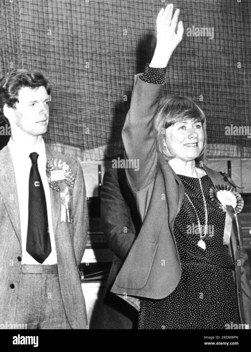 Aktenfoto vom 4.5/1984 von Ann Clwyd, nachdem er bei den Wahlen den walisischen Bergbaubezirk Cynon Valley innehatte. Der Veteran Labour MP, der im Alter von 86 Jahren gestorben ist. Sie vertrat 35 Jahre lang den Wahlkreis Cynon Valley in Südwales und wurde zur ältesten Frau, die im Unterhaus saß, bevor sie sich 2019 zurückzog. Ausgabedatum: Samstag, 22. Juli 2023. Stockfoto