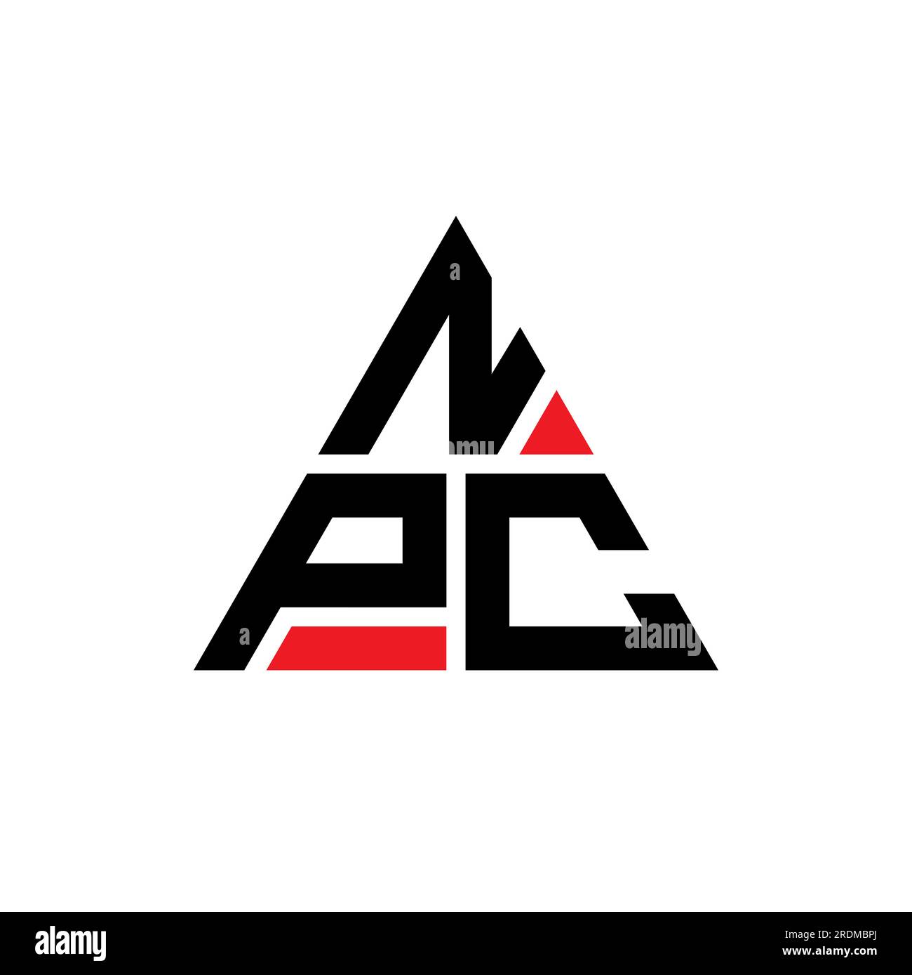 NPC-Logo mit Dreiecksbuchstaben und Dreiecksform. Monogramm mit NPC-Dreieck-Logo. NPC-dreieckige Vektorvorlage mit roter Farbe. NPC Triangul Stock Vektor