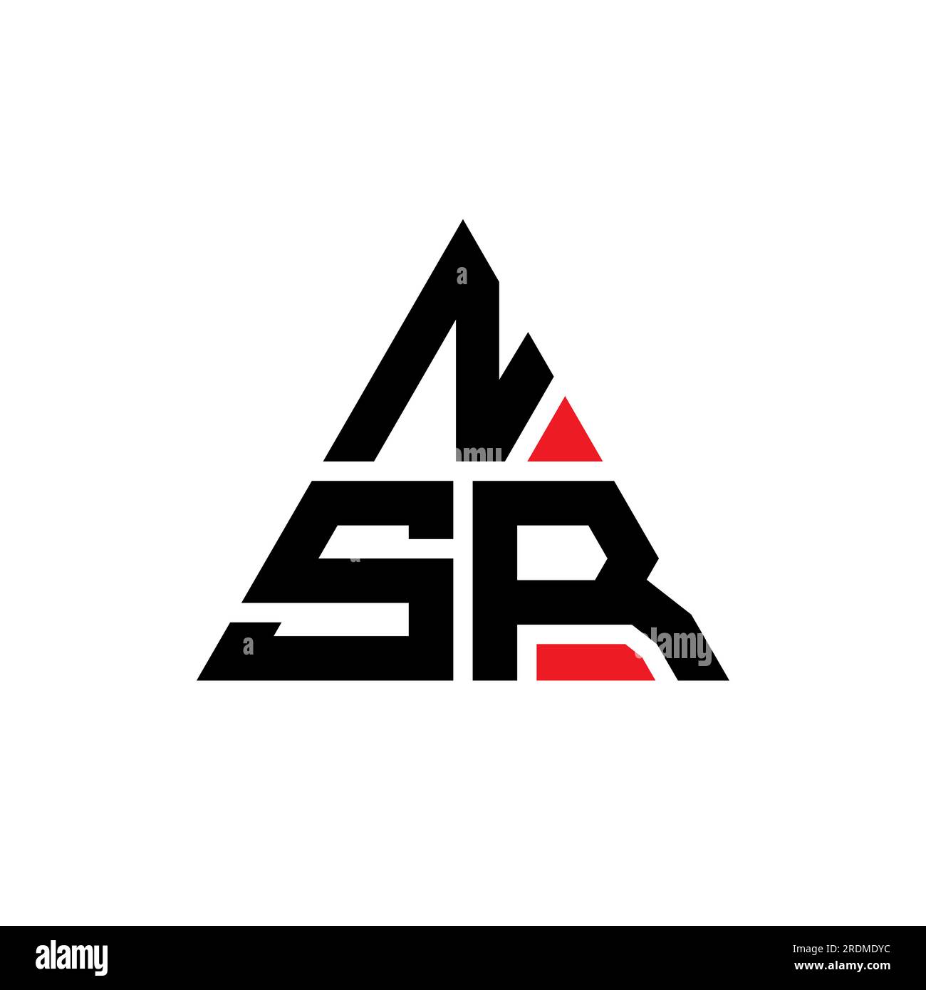 NSR-Logo mit dreieckigem Buchstaben in Dreiecksform. Monogramm mit NSR-Dreieck-Logo. NSR-dreieckige Vektorvorlage mit roter Farbe. NSR Triangul Stock Vektor