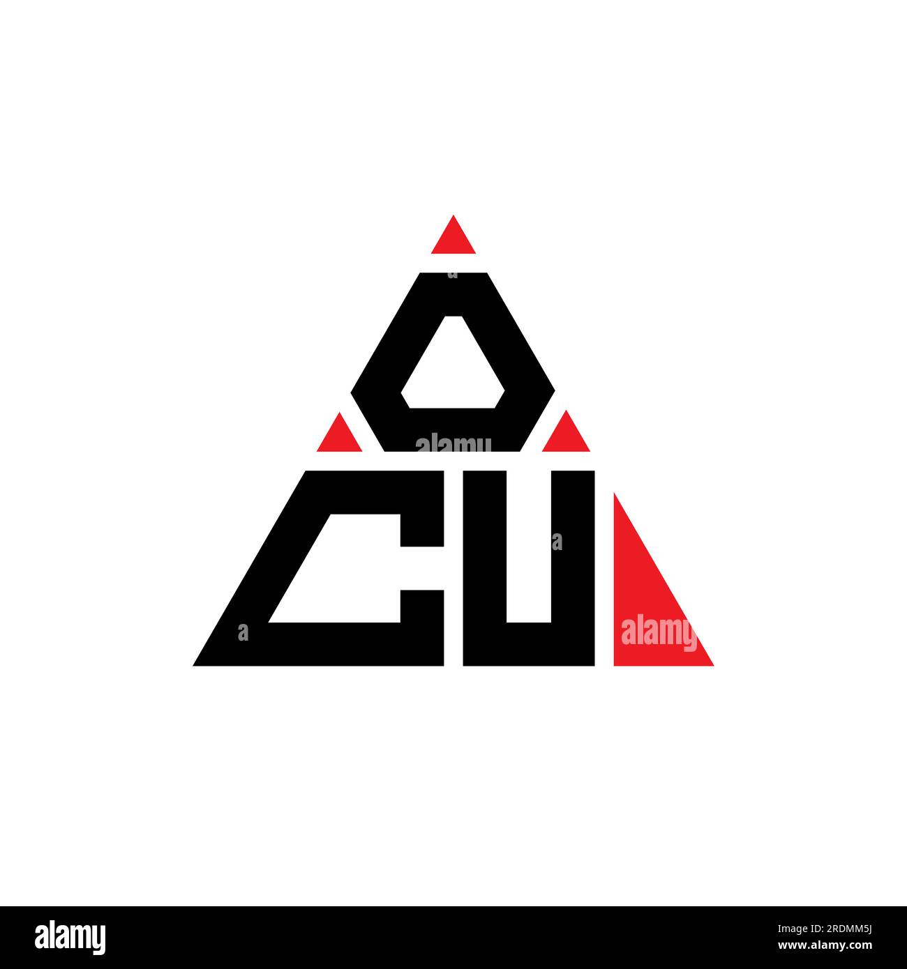 OCU-Logo mit Dreiecksbuchstaben und Dreiecksform. OCU-Monogramm mit Dreieckslogo. OCU-dreieckige Vektor-Logo-Vorlage mit roter Farbe. OCU Triangul Stock Vektor