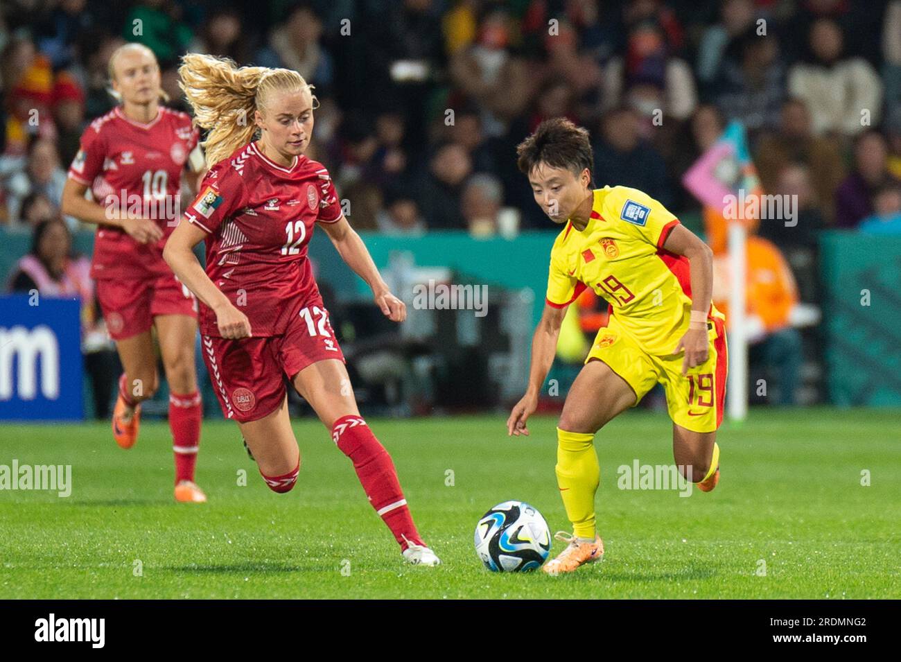 Perth, Australien. 22. Juli, 2023. Das 2023. Frauenweltmeisterschaftsspiel Gruppe D zwischen Dänemark und China PR im Perth Rectangular Stadium. Stockfoto