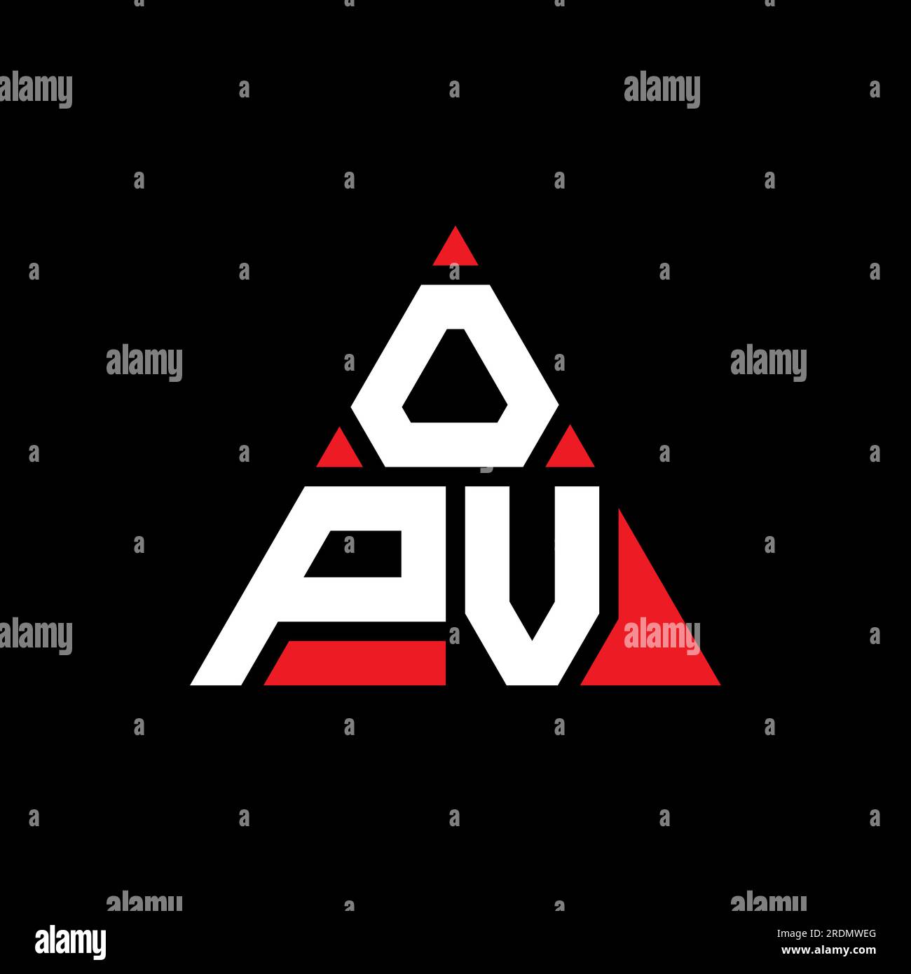 OPV-Logo mit dreieckigen Buchstaben und Dreiecksform. OPV-Dreieck-Logo ...