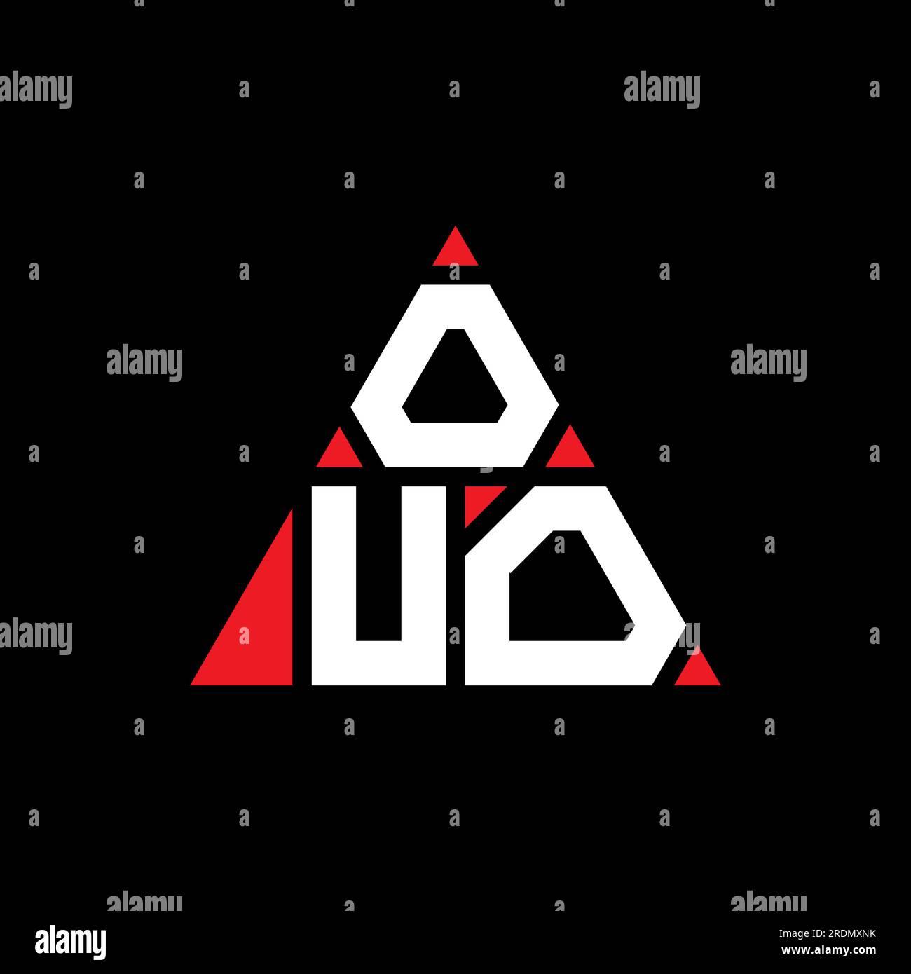LOGO mit OUO-Dreiecksbuchstaben in Dreiecksform. Monogramm mit OUO-Dreieck-Logo. OUO-Dreieck-Vektor-Logo-Vorlage mit roter Farbe. OUO Triangul Stock Vektor