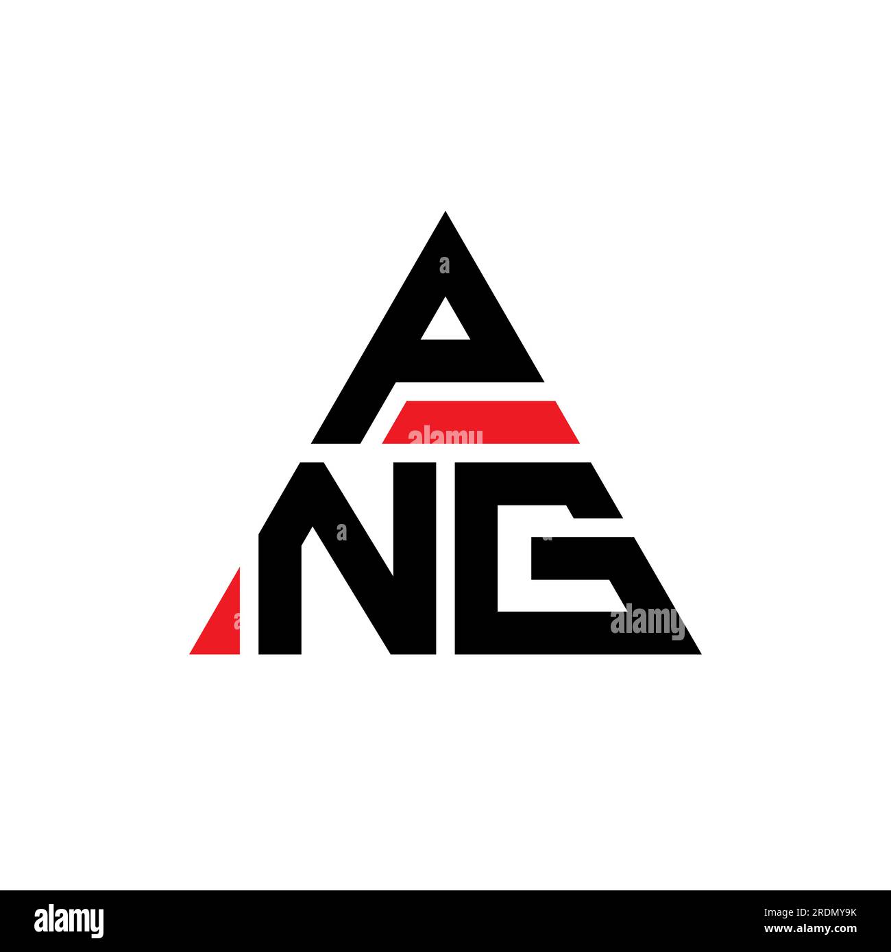 PNG-Logo mit Dreiecksbuchstaben und Dreiecksform. Monogramm mit PNG-Dreieck-Logo. PNG-dreieckige Vektor-Logo-Vorlage mit roter Farbe. PNG Triangul Stock Vektor