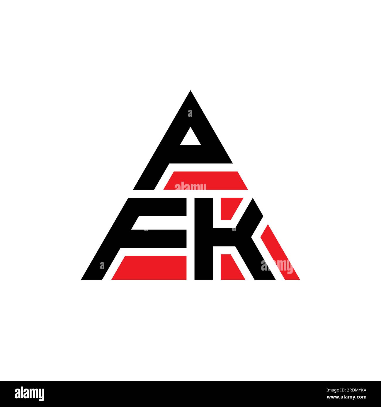 PFK-Logo mit Dreiecksbuchstaben und Dreiecksform. PFK-Dreieck-Logo-Monogramm. PFK-dreieckige Vektor-Logo-Vorlage mit roter Farbe. PFK-Triangul Stock Vektor