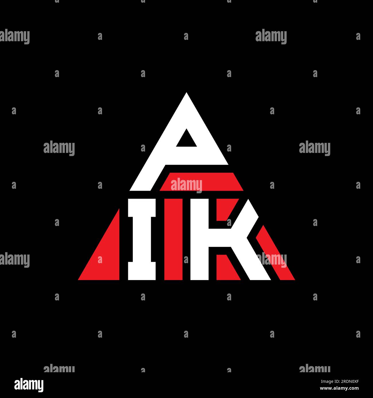 PIK-Logo mit Dreiecksbuchstaben und Dreiecksform. Monogramm mit PIK-Dreieck-Logo. PIK-Dreieck-Vektor-Logo-Vorlage mit roter Farbe. PIK Triangul Stock Vektor
