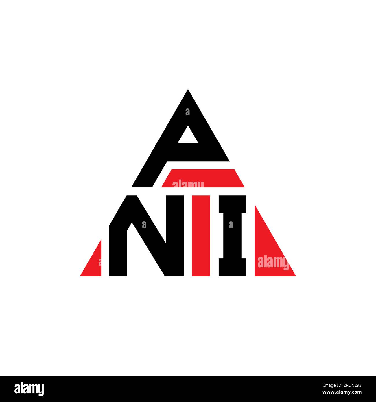 PNILogo mit dreieckigem Buchstaben und dreieckiger Form. Monogramm mit