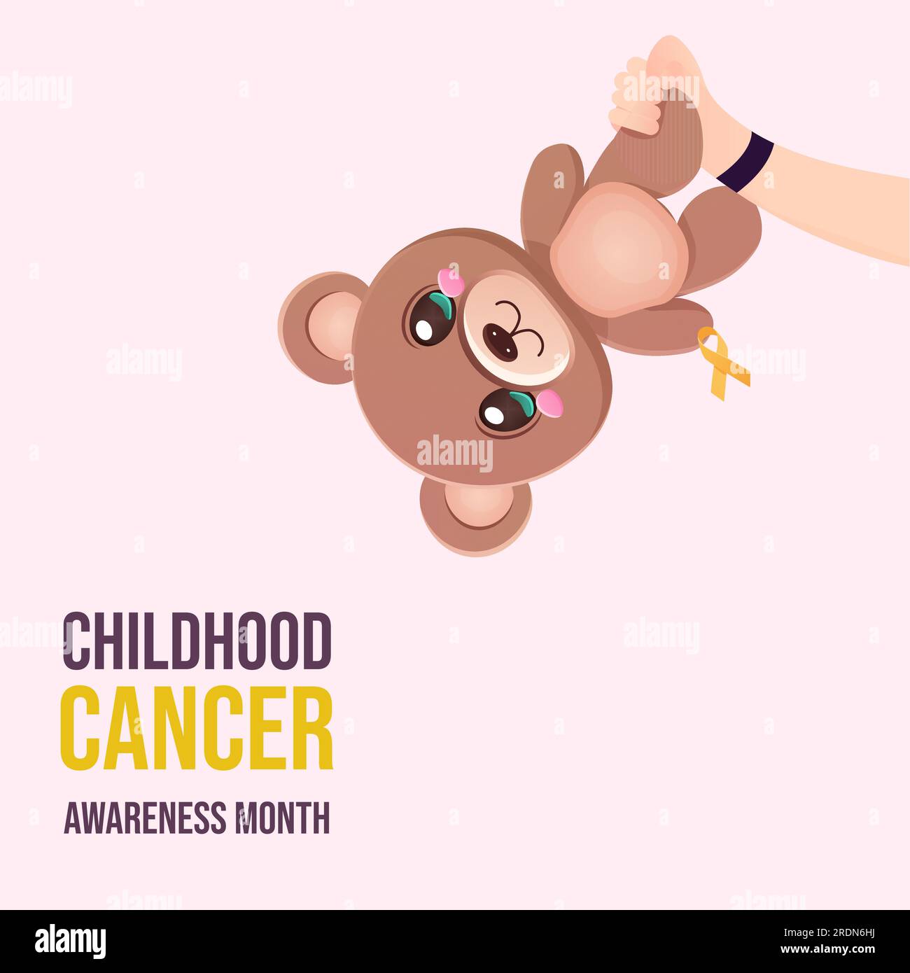 Internationaler Tag zur Bekämpfung von Krebserkrankungen im Kindesalter Monat Baby Hand Halten Bär Vektor Stock Vektor