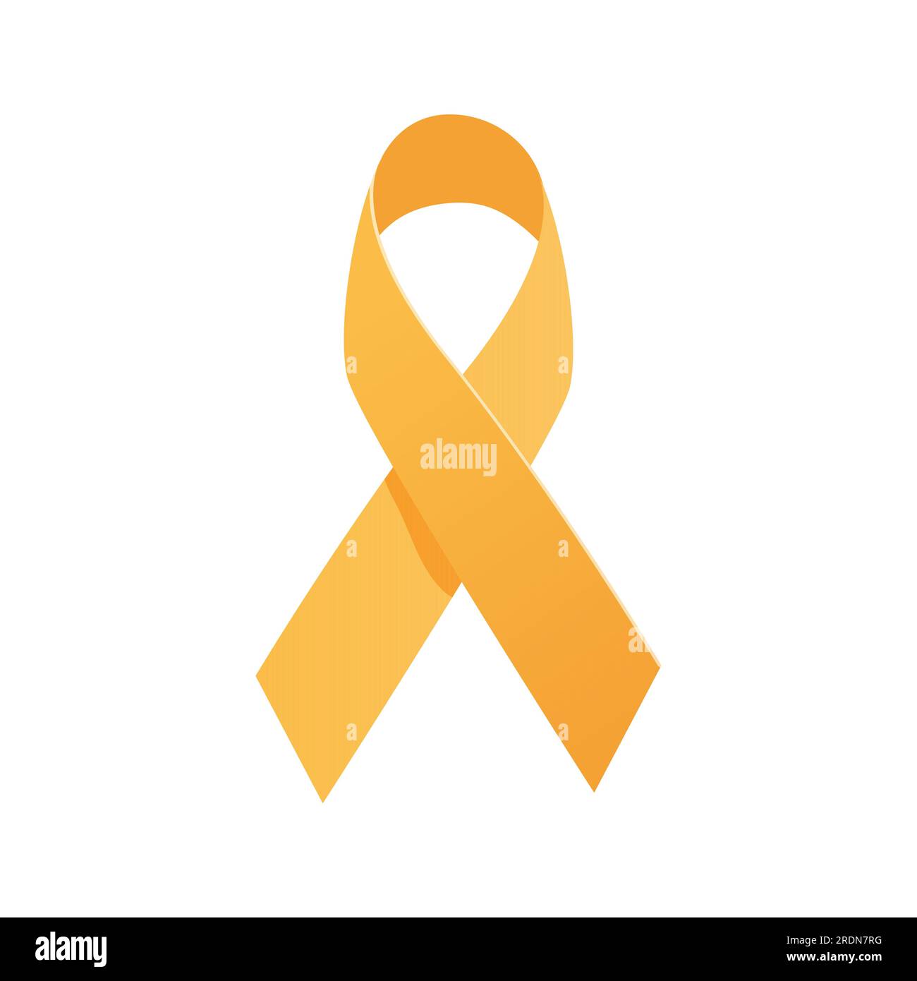 Das gelbe Band ist das Symbol für Krebs im Kindesalter. Vektordarstellung isolierter weißer Hintergrund Stock Vektor
