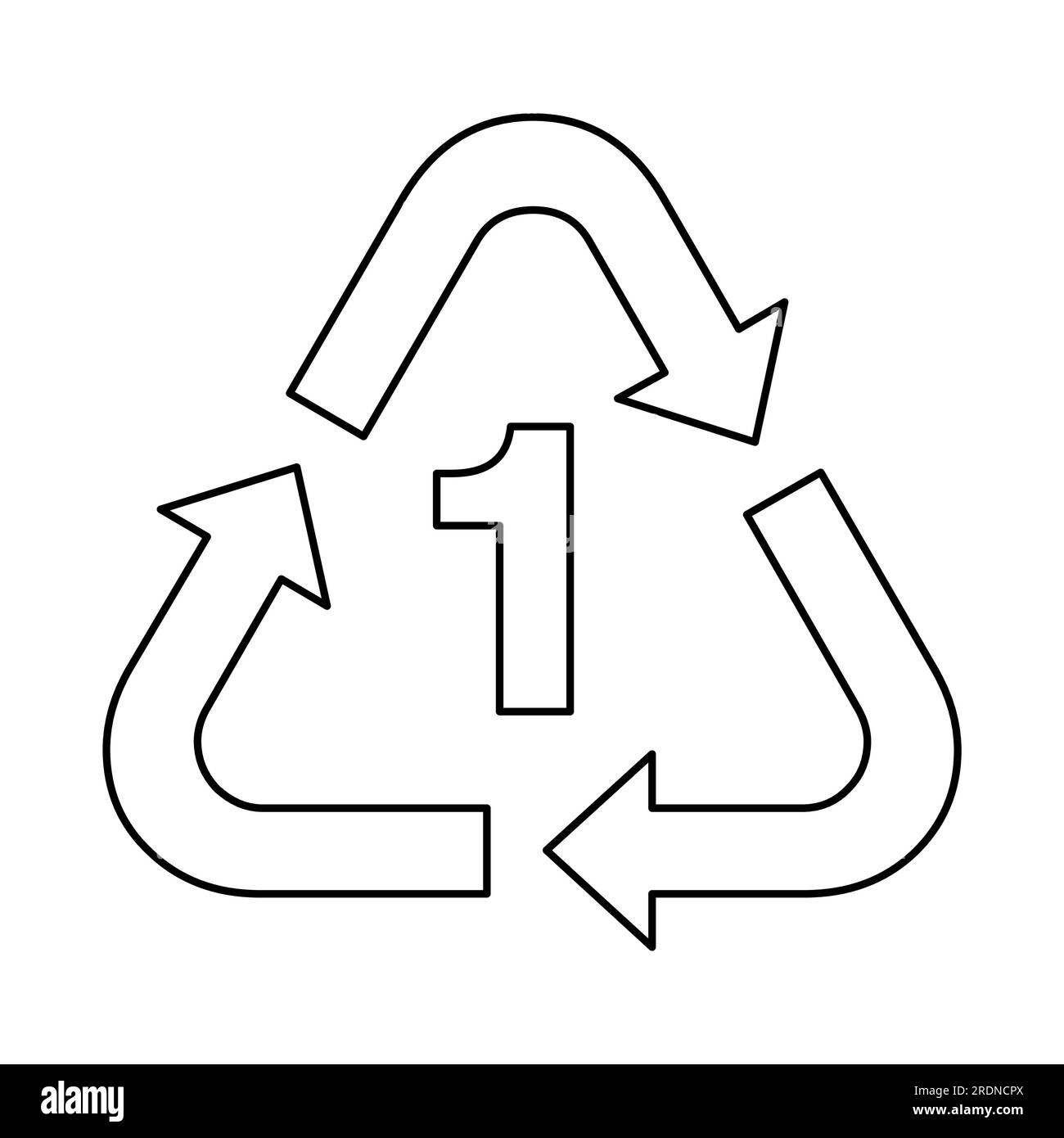 Kunststoff-Recycling-Symbol PET 1 auf weißem Hintergrund Stock Vektor