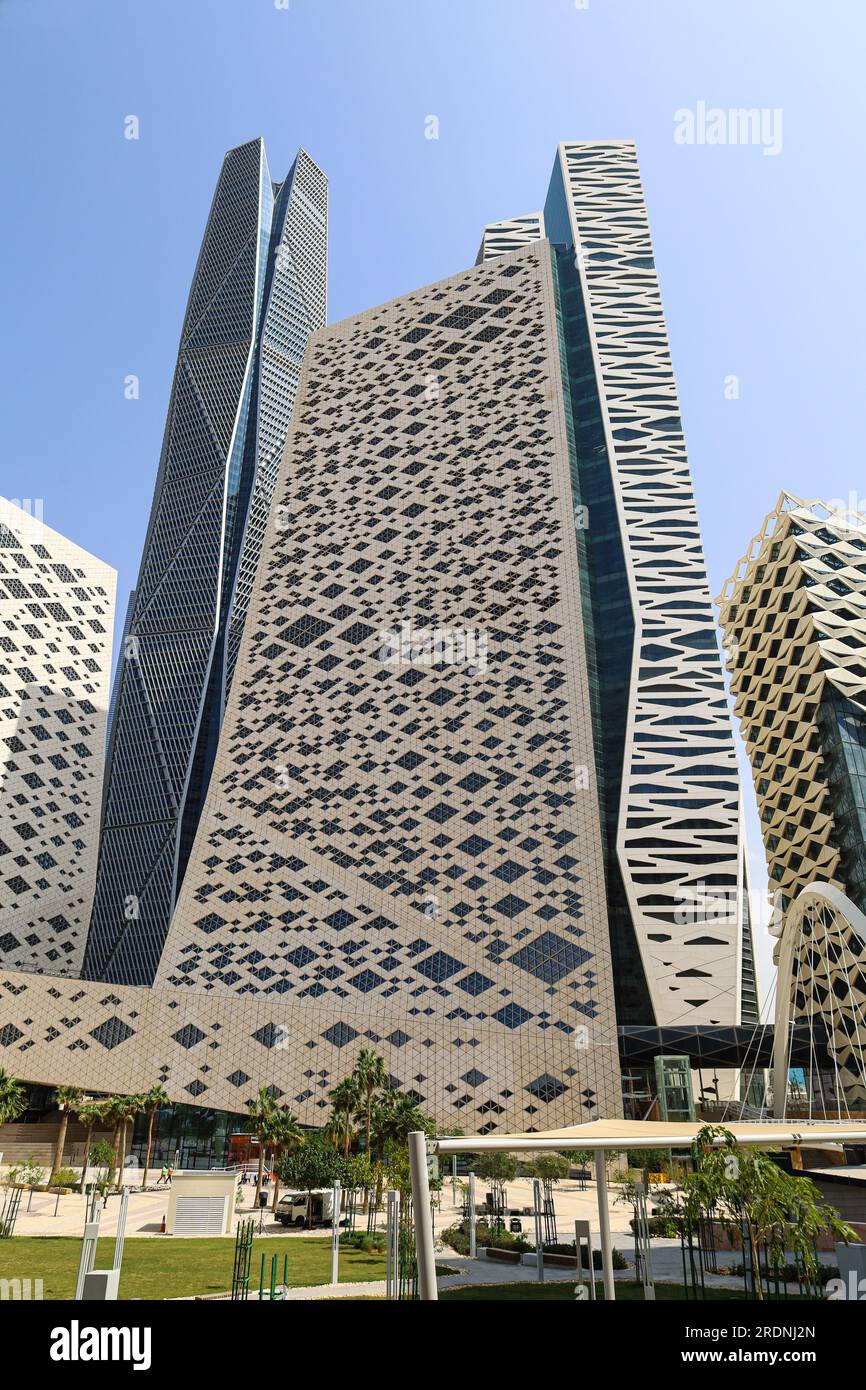 Riad, Saudi-Arabien - März 11 2023, King Abdullah Financial District, KAFD Business Towers Stockfoto