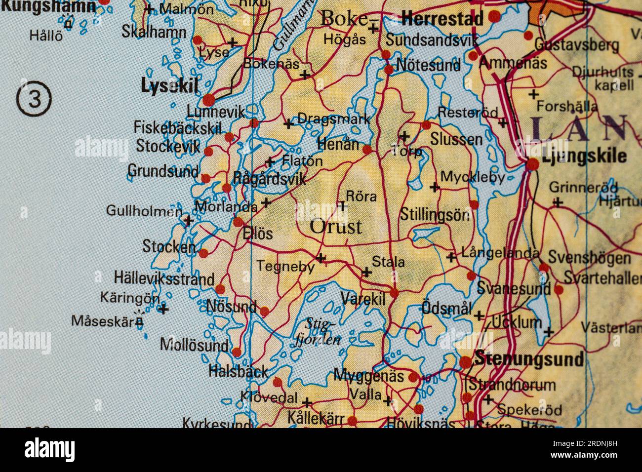 Atlas Karte von Orust und Skafsä Stockfoto