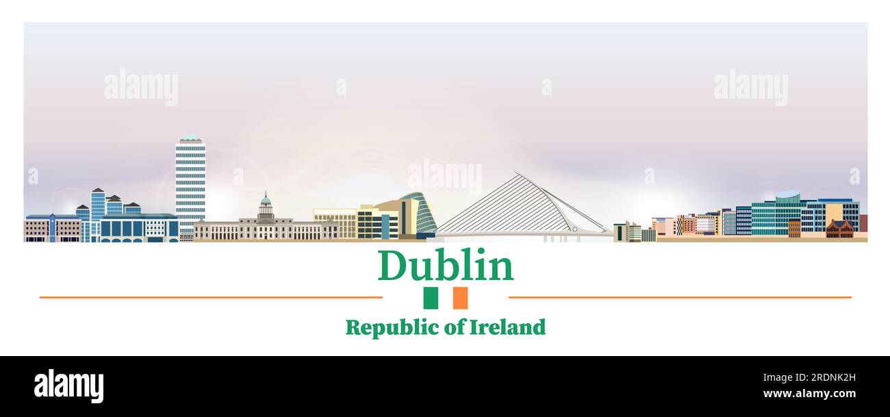 Die Skyline von Dublin in heller Farbpalette wird als Vektordarstellung dargestellt Stock Vektor