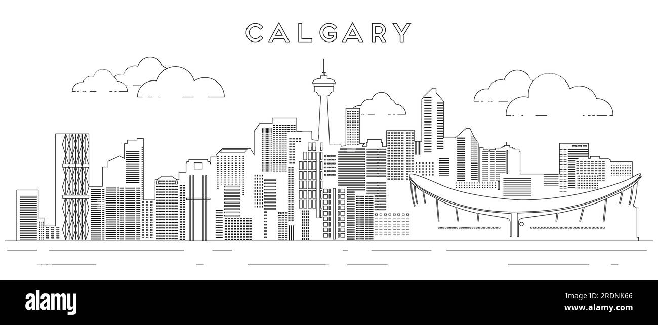 Calgary Skyline Kunstvektordarstellung Stock Vektor