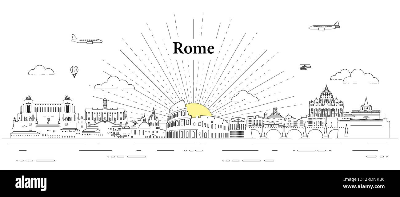 Kunstvektordarstellung der Skyline von Rom Stock Vektor