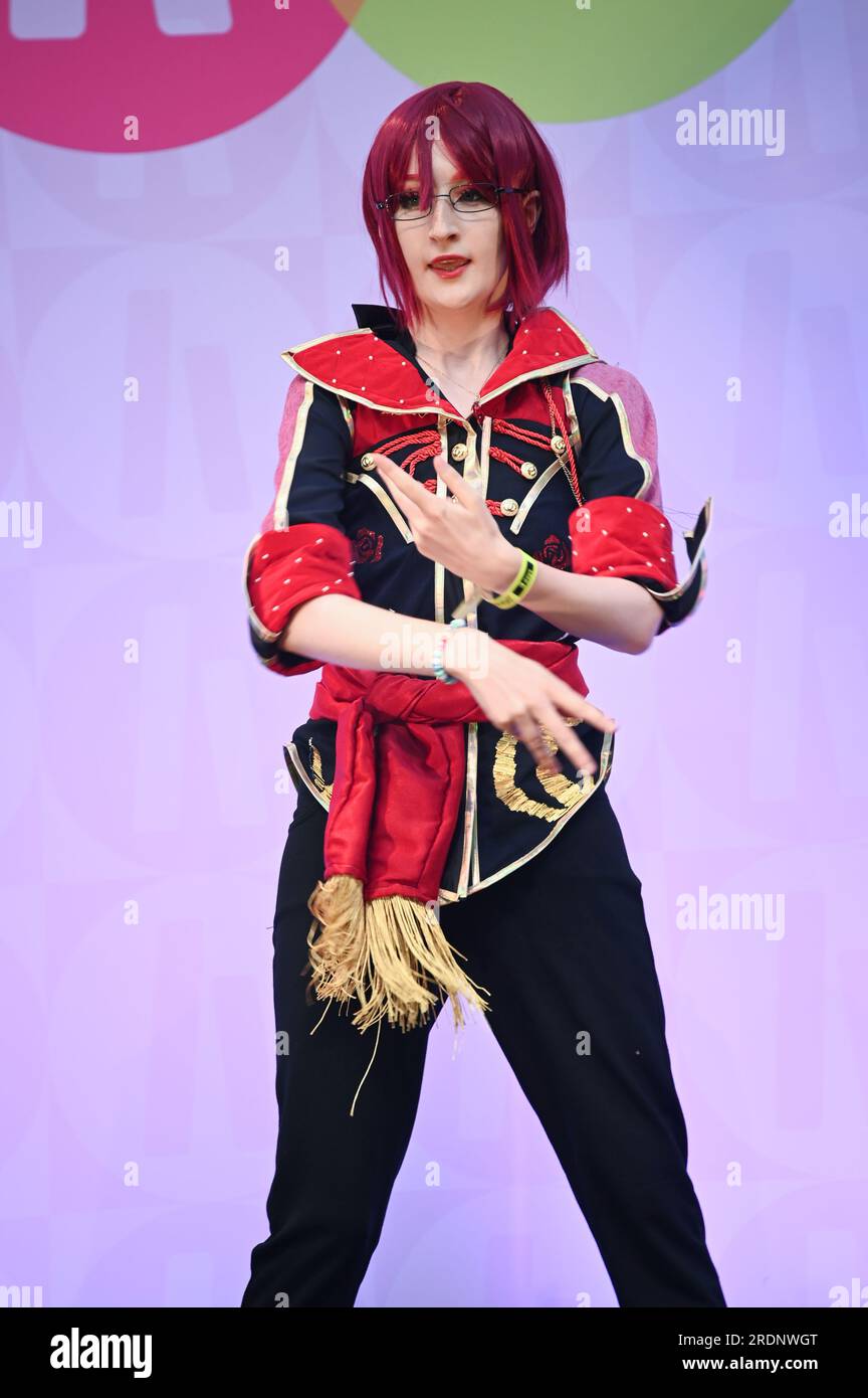 London, Großbritannien. 22. Juli 2023. Hyper Japan Cosplay Masquerade-Wettbewerb bei DER HYPER JAPAN 2023, Tag 2, bei Olympia London, Großbritannien. Kredit: Siehe Li/Picture Capital/Alamy Live News Stockfoto