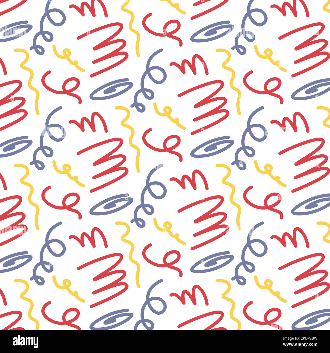 Squiggle-Muster. Doodle Nahtloser Hintergrund. Trendiges Farbenfrohes Design. Vektordarstellung Stock Vektor