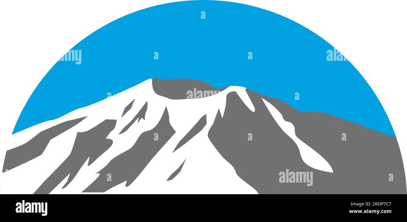 Retro-Darstellung des Mount Haldane in der Region Yukon Territory in Kanada in einem halbem ovalen Kreis auf einsamem Hintergrund hergestellt in Stockfoto