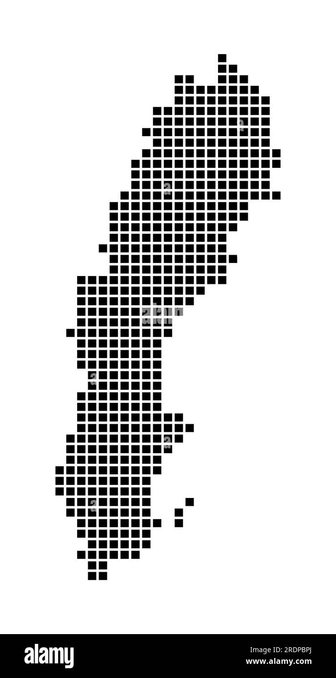 Karte von Schweden. Karte von Schweden im gepunkteten Stil. Ländergrenzen mit Rechtecken für Ihr Design. Vektordarstellung. Stock Vektor