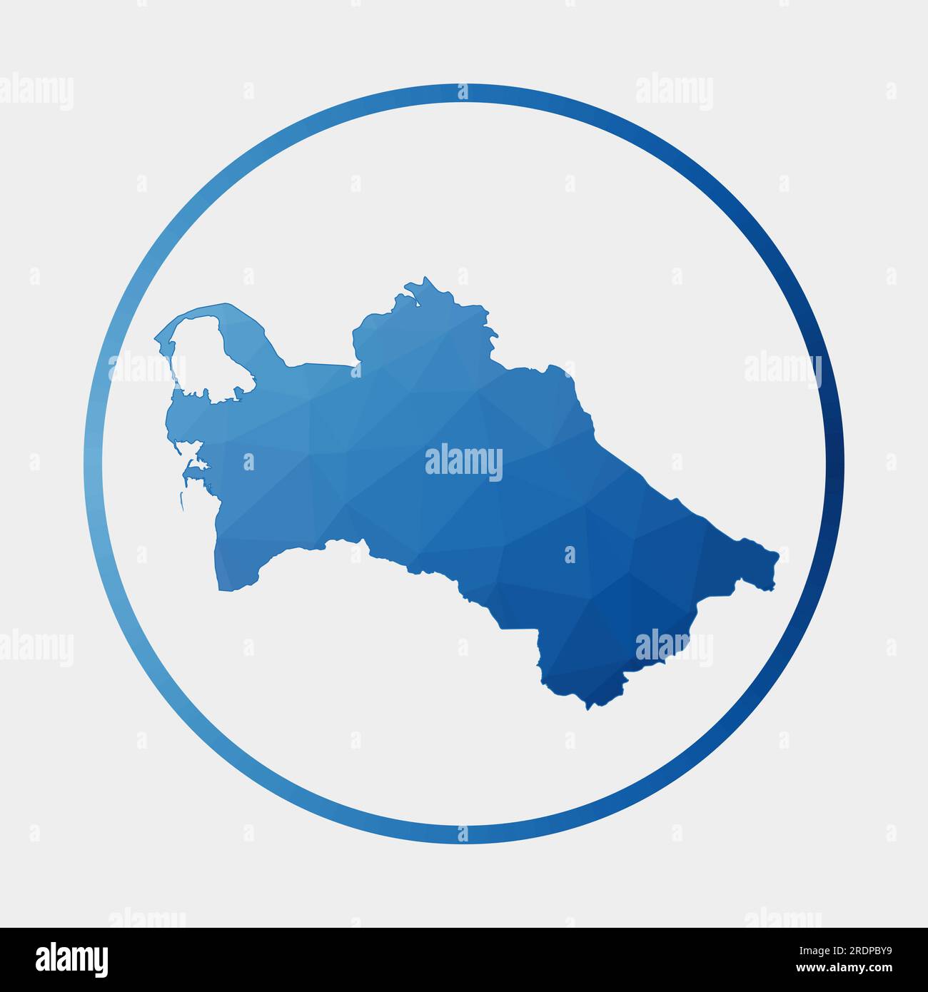 Turkmenistan-Ikone. Polygonale Landkarte im Gradientenring. Rundes, tiefes Turkmenistan-Zeichen. Vektordarstellung. Stock Vektor