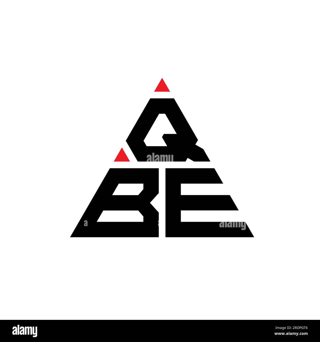 QBE-Logo mit Dreiecksbuchstaben und Dreiecksform. Monogramm mit QBE-Dreieck-Logo. QBE-Dreieck-Vektor-Logo-Vorlage mit roter Farbe. QBE Triangul Stock Vektor