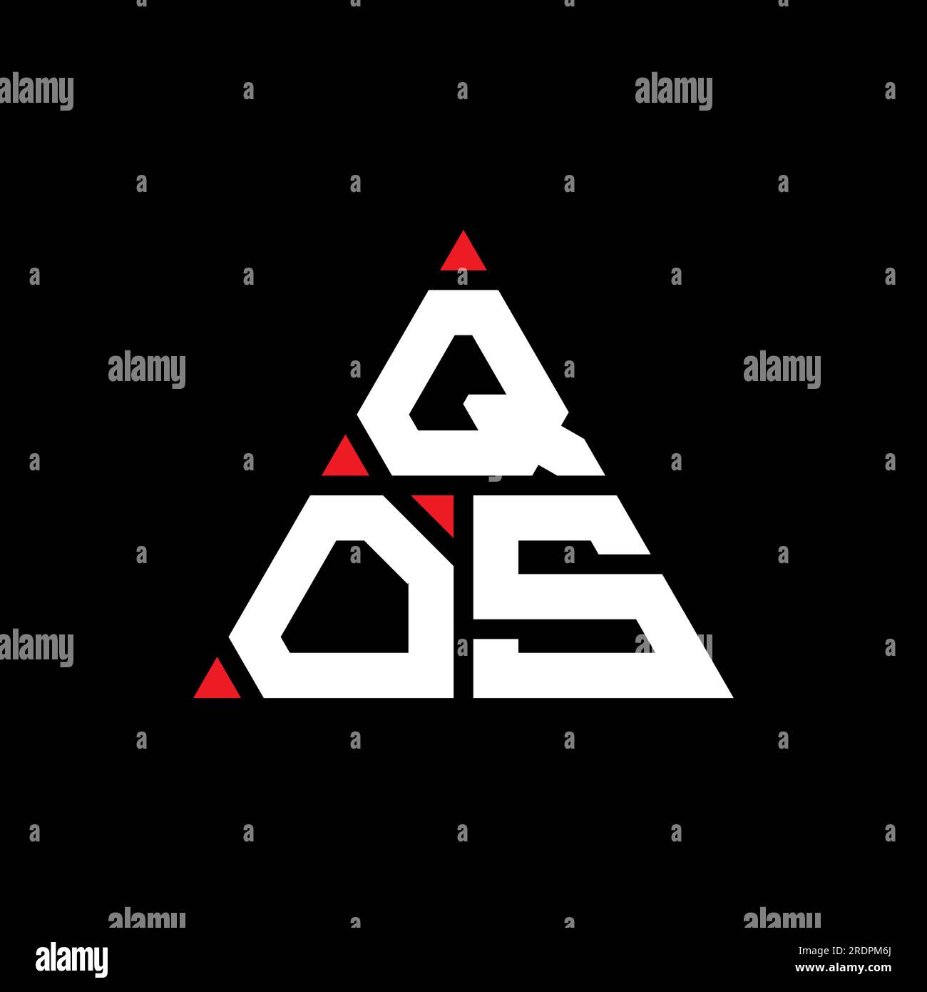 QOS-Logo mit Dreiecksbuchstaben und Dreiecksform. QOS Dreieck Logo Design Monogramm. QOS-dreieckige Vektorvorlage mit roter Farbe. QOS Triangul Stock Vektor