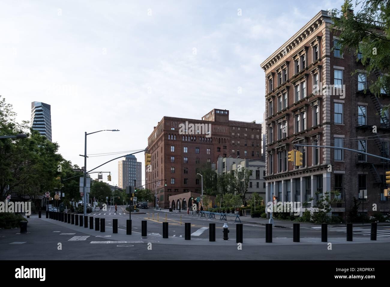 Architektonische Details von Fulton Ferry, einer kleinen Gegend neben Dumbo im New York City Bezirk Brooklyn Stockfoto