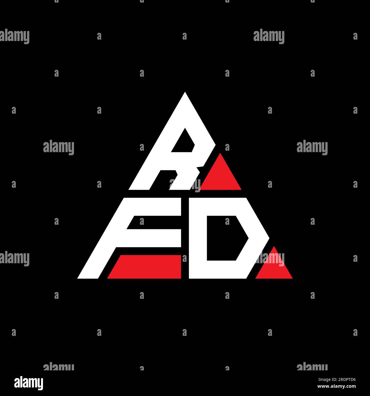 RFD-Logo mit Dreiecksbuchstaben und Dreiecksform. RFD Dreieck Logo Design Monogramm. RFD-dreieckige Vektorvorlage mit roter Farbe. RFD Triangul Stock Vektor