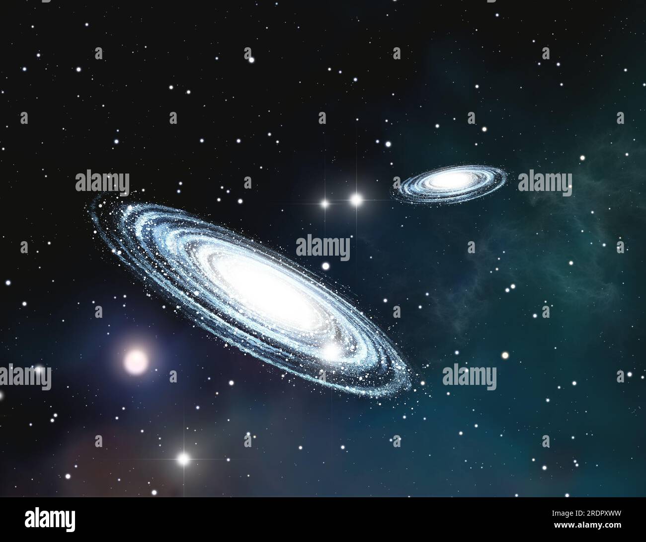 Blick auf die Galaxie durch den Nebel Stockfoto