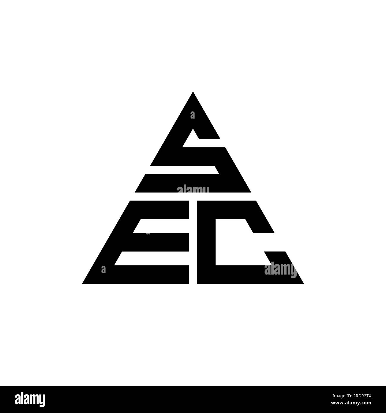 SEC-Logo mit dreieckigem Buchstaben in Dreiecksform. SEC-Dreieck-Logo-Monogramm. SEC-Dreieck-Vektor-Logo-Vorlage mit roter Farbe. ABSCHNITT Triangul Stock Vektor