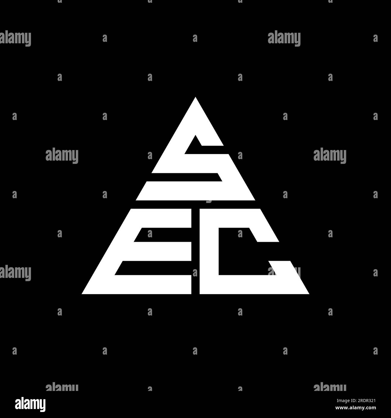 SEC-Logo mit dreieckigem Buchstaben in Dreiecksform. SEC-Dreieck-Logo-Monogramm. SEC-Dreieck-Vektor-Logo-Vorlage mit roter Farbe. ABSCHNITT Triangul Stock Vektor
