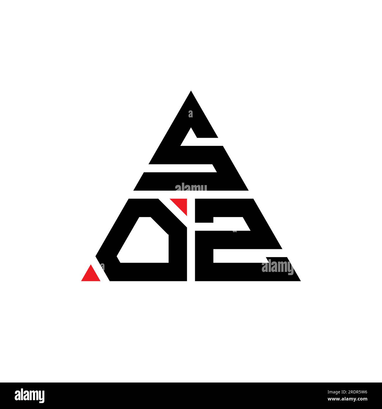 LOGO mit DREIECKSBUCHSTABEN „SOZ“ in Dreiecksform. MONOGRAMM mit SOZ-Dreieck-Logo. SOZ-Dreieck-Vektor-Logo-Vorlage mit roter Farbe. SOZ Triangul Stock Vektor