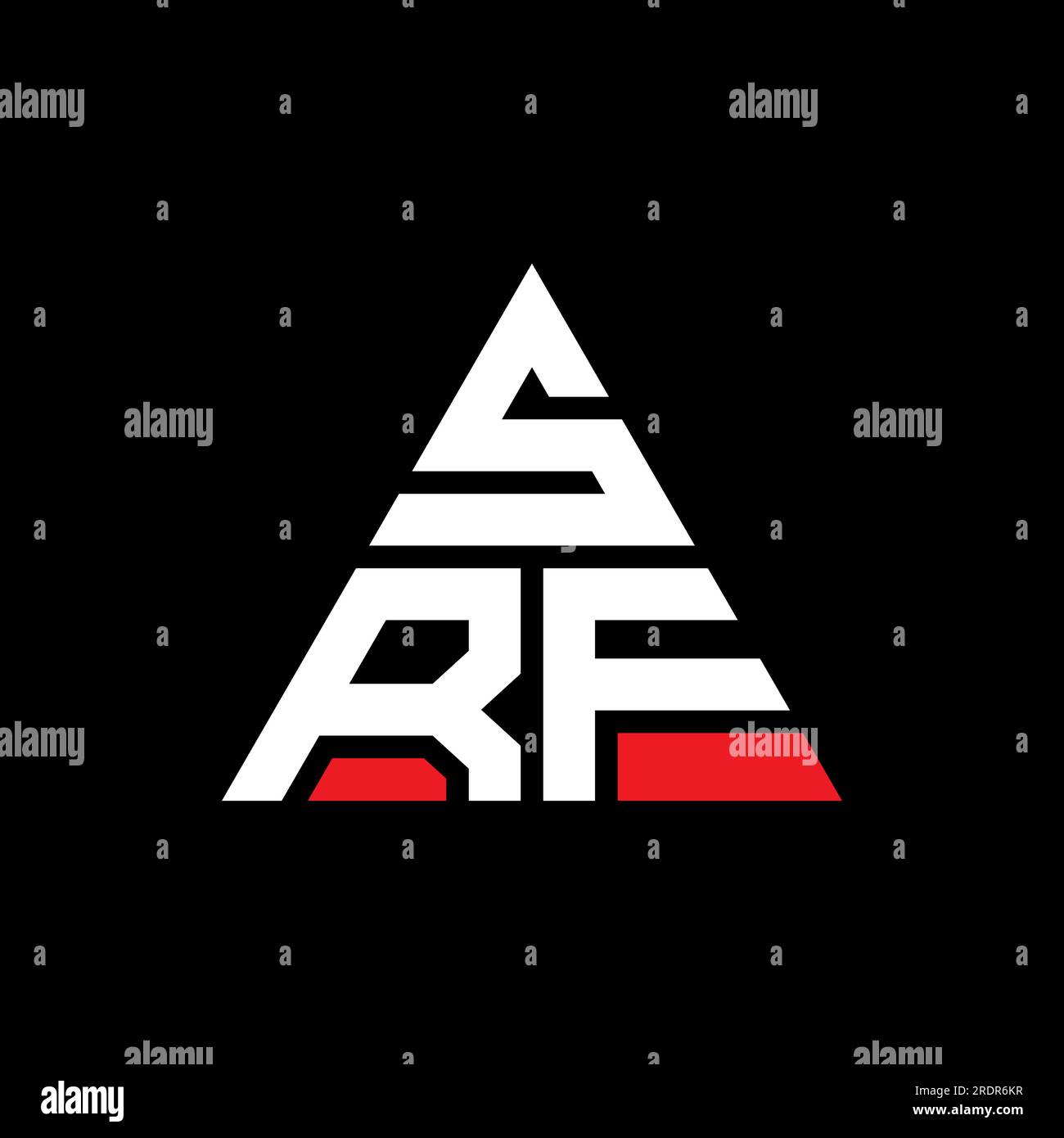 SRF-Logo mit Dreiecksbuchstaben und Dreiecksform. SRF-Dreieck-Logo-Monogramm. SRF-Dreieck-Vektor-Logo-Vorlage mit roter Farbe. SRF Triangul Stock Vektor