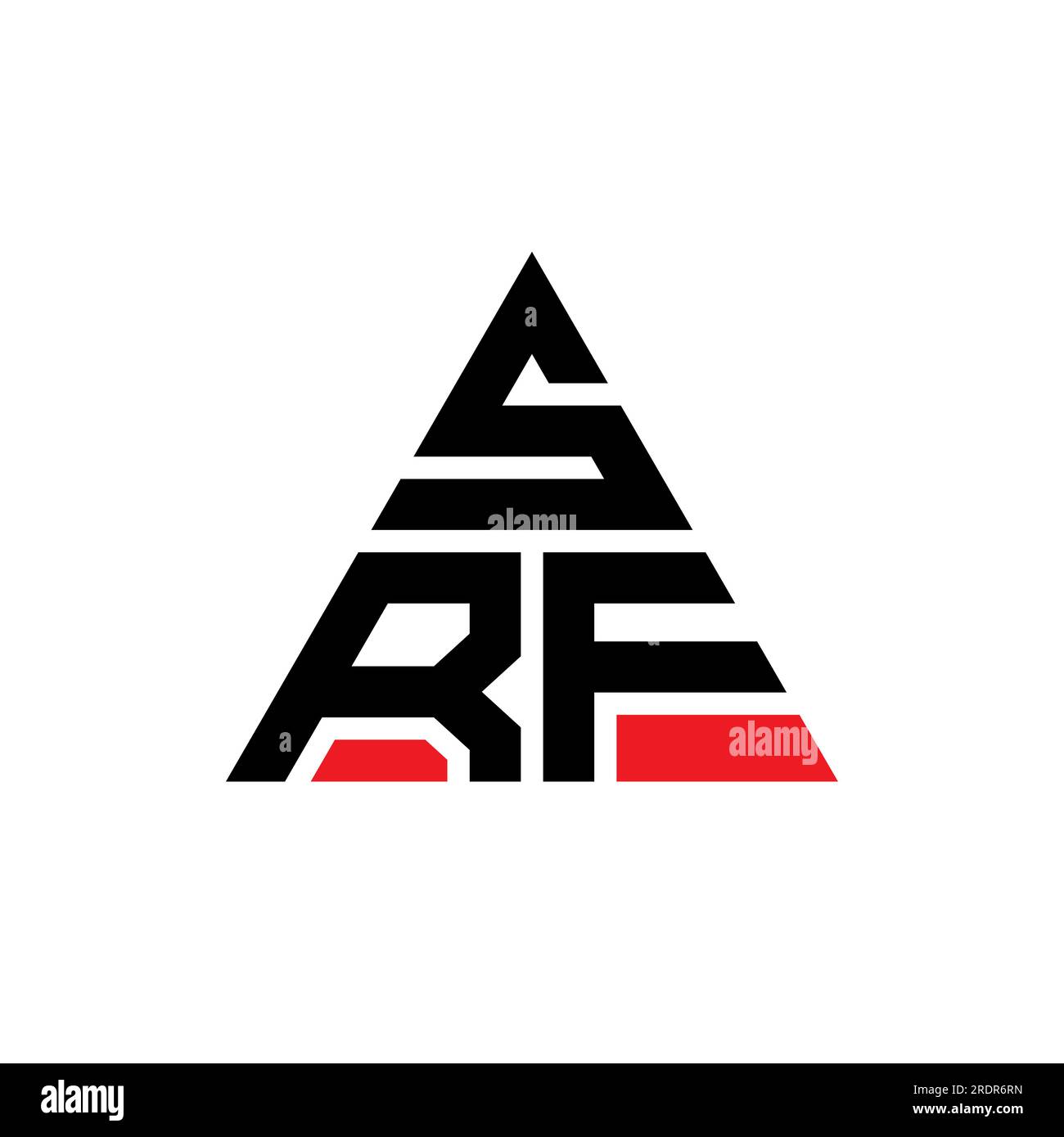 SRF-Logo mit Dreiecksbuchstaben und Dreiecksform. SRF-Dreieck-Logo-Monogramm. SRF-Dreieck-Vektor-Logo-Vorlage mit roter Farbe. SRF Triangul Stock Vektor