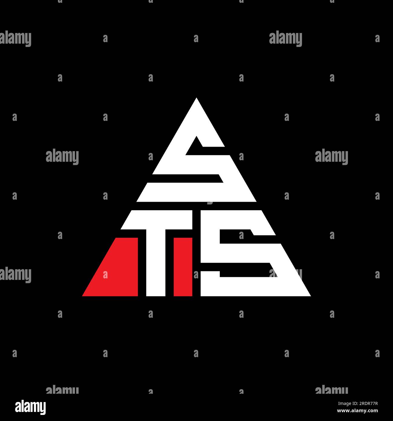 STS-Logo mit Dreiecksbuchstaben und Dreiecksform. STS-Dreieck-Logo-Monogramm. STS-dreieckige Vektor-Logo-Vorlage mit roter Farbe. STS-Triangul Stock Vektor